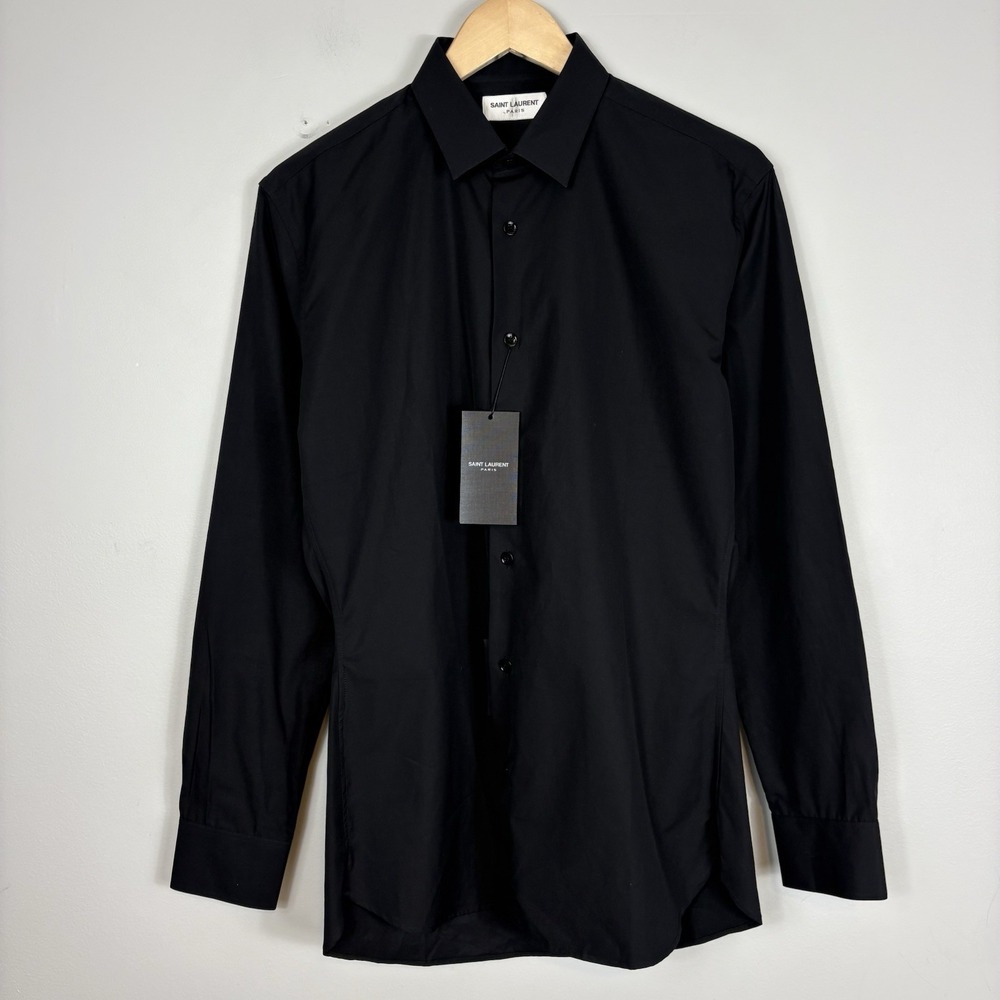 NWT Saint Laurent Paris Black Dress Shirt Long Sleeve Button-Up Men's Sz 39 15.5